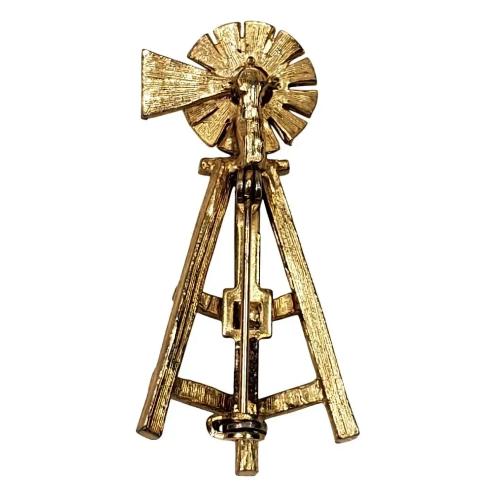 Gold Tone Iowa Windmill Pin Brooch Vtg 1.75